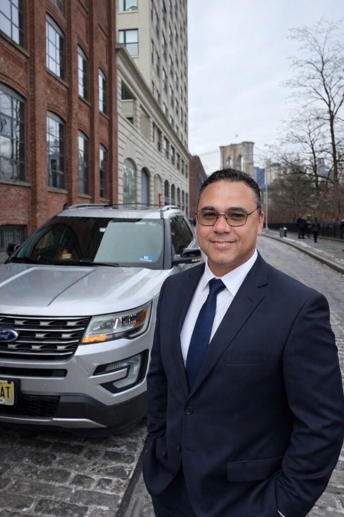 Fábio Ferreira ao lado de veículo da Prime Five Star
