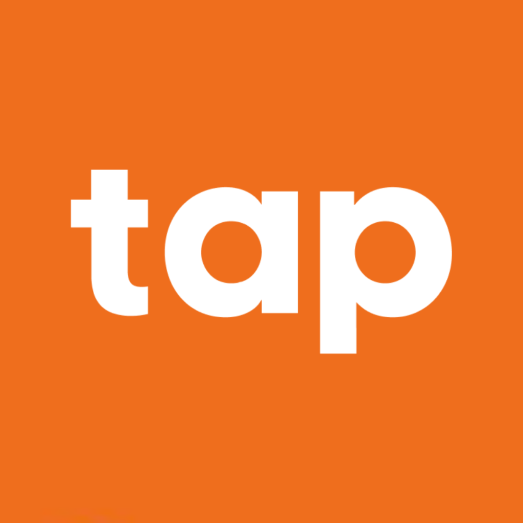 Logotipo branco da TAP sobre fundo laranja